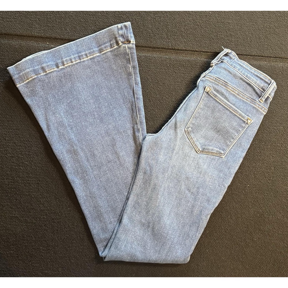 VERVET BLUE Womens 26 High Rise Flare Bell Bottom Stretch Jeans Light Blue - Picture 2 of 13
